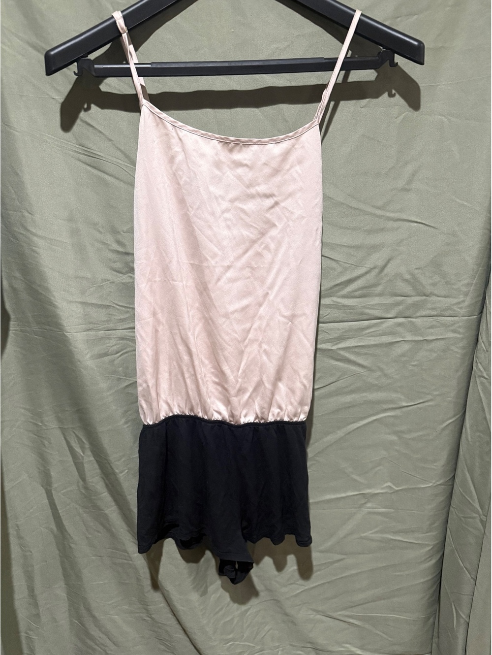 Victoria's Secret pink and black satin slip romper